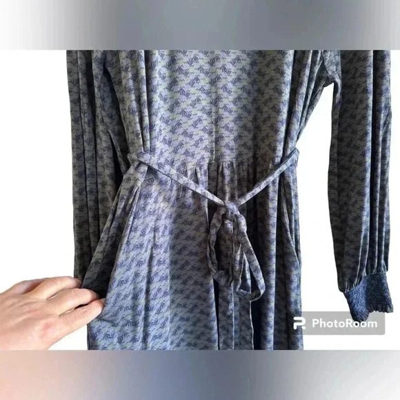 Boden Grace Smocked Jersey Dress Gray and Navy size US 14 Long - Picture 6 of 14